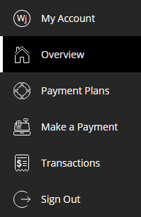 A screen showing options for payment or review of account. 