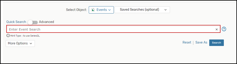 screenshot highlighting the quick search field